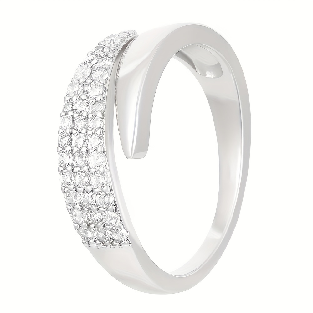 Copper Inlaid Zirconia Open Ring with Sharp Wing